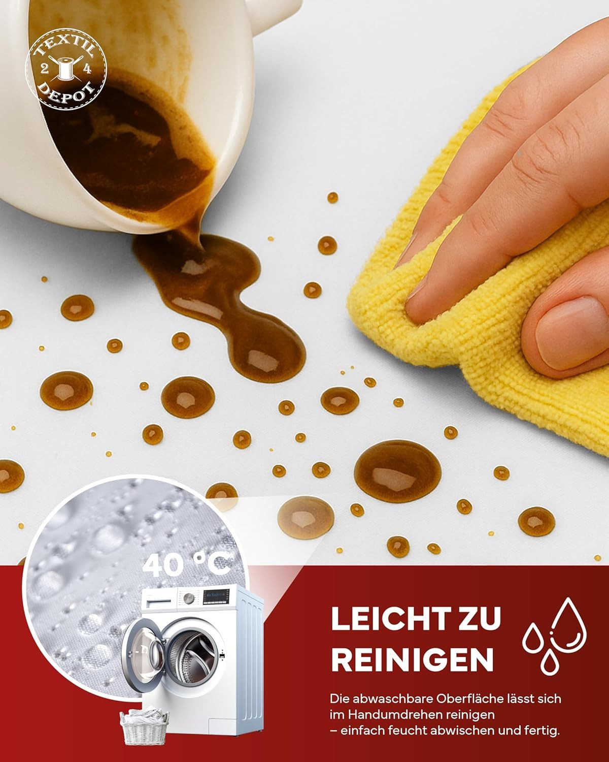 texpot Tischdecke Lotuseffekt Leinenoptik Bügelfrei Fleckschutz wasserabweißend (1-tlg) – Bild 5 von 5