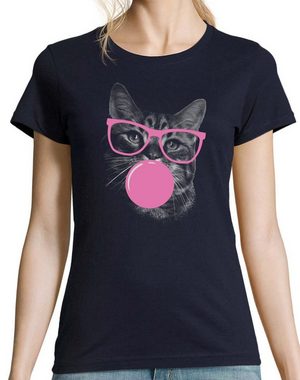 Youth Designz T-Shirt Katze Kaugummi Damen Shirt mit lustigem Frontprint