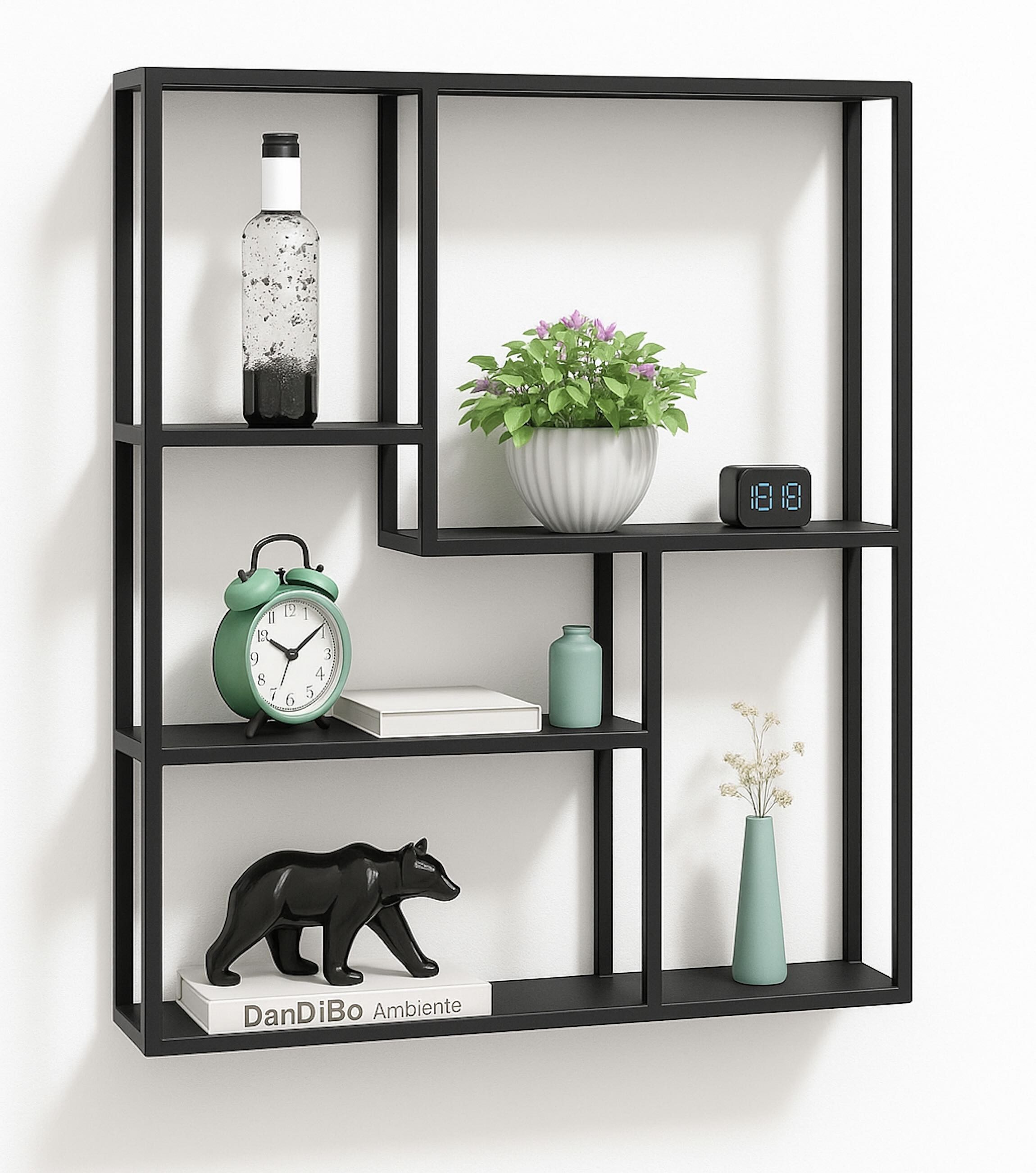 DanDiBo Wandregal Schwarz Metall 90x75x20 cm 96635 Regal Wand Hängeregal Wa günstig online kaufen