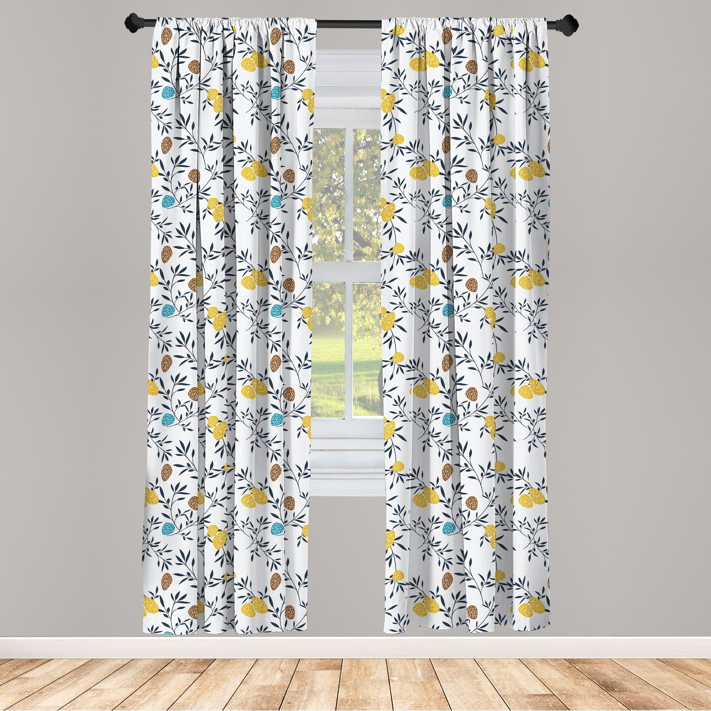 Gardine Vorhang für Wohnzimmer Schlafzimmer Dekor, Abakuhaus, Microfaser, Garten Bunte Zusammenfassung Botanik | Fertiggardinen