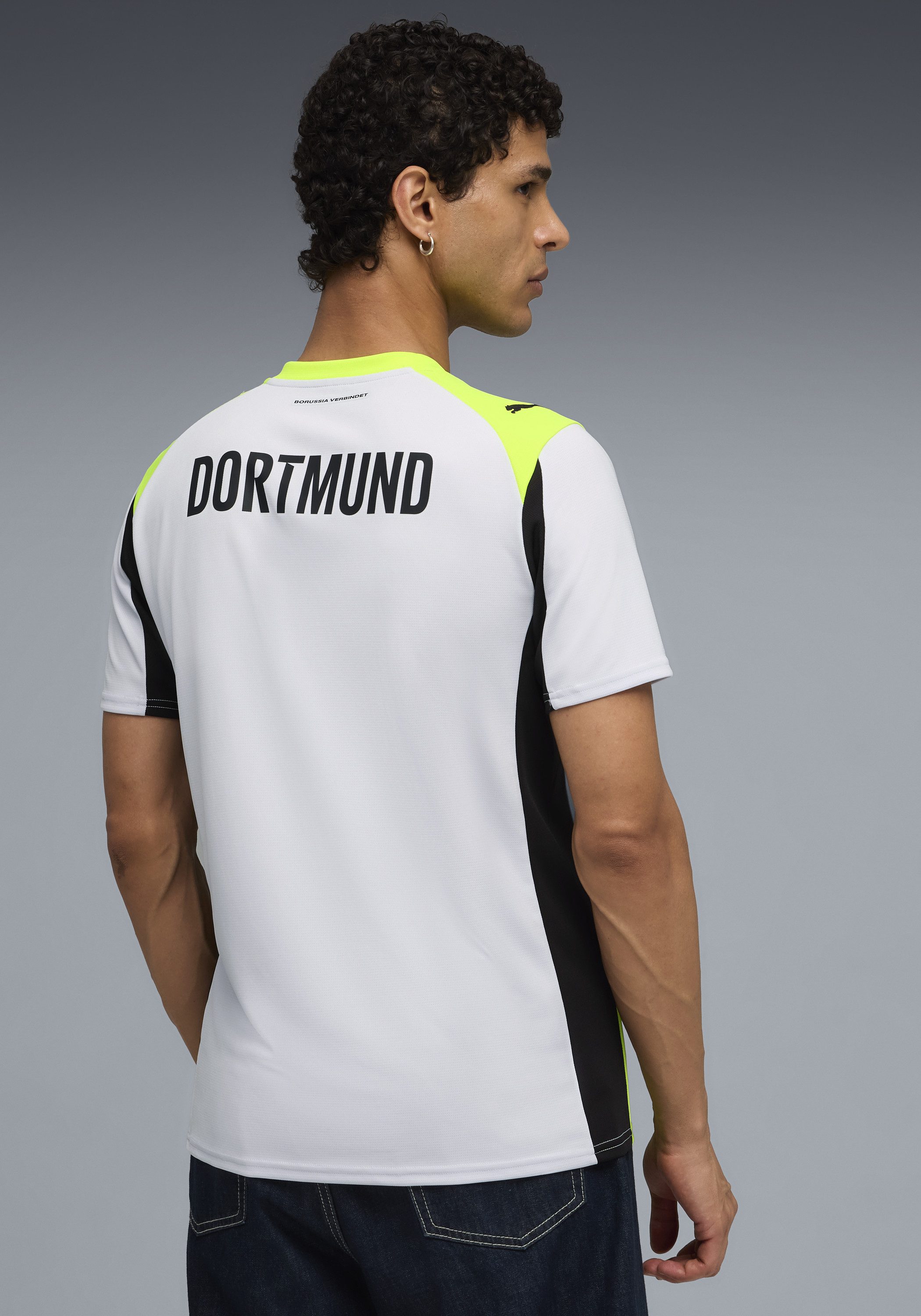PUMA Fußballtrikot BVB AWAY JERSEY REPLICA für Fußball, Kurzarm, Rundhalsausschnitt, mit Print-Applikationen