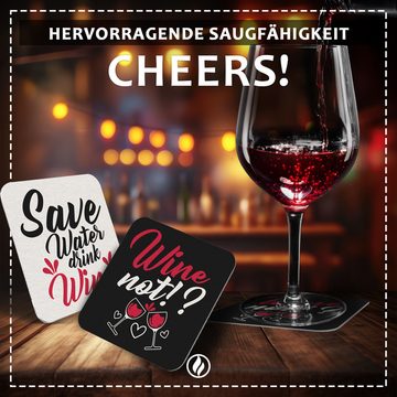 Funke & Brand Bierdeckel "Wine Not" & "Save Water Drink Wine" - Wein-Bierdeckel – 50er Set