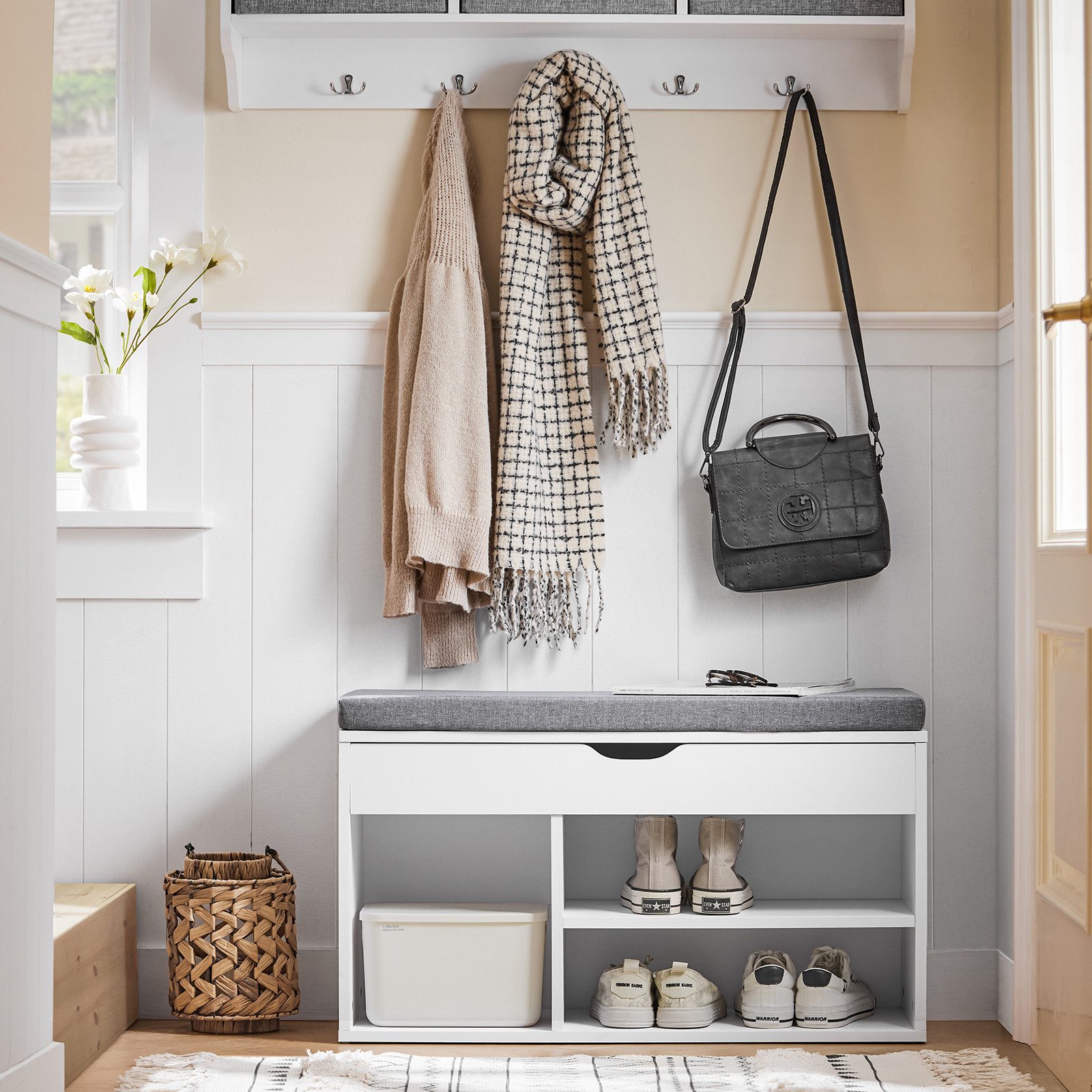 SoBuy Schuhbank FSR45, Schuhbank mit Sitzfläche Garderobenbank Flur, Eingan günstig online kaufen