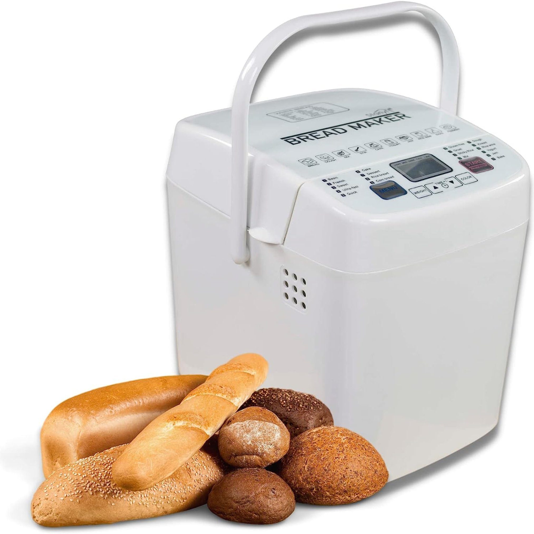 Starlyf Brotbackautomat Bread Maker, 14 Programme, 500,00 W, für 750g Brot, Timer, Joghurt, Marmelade, Warmhalte – Funktion