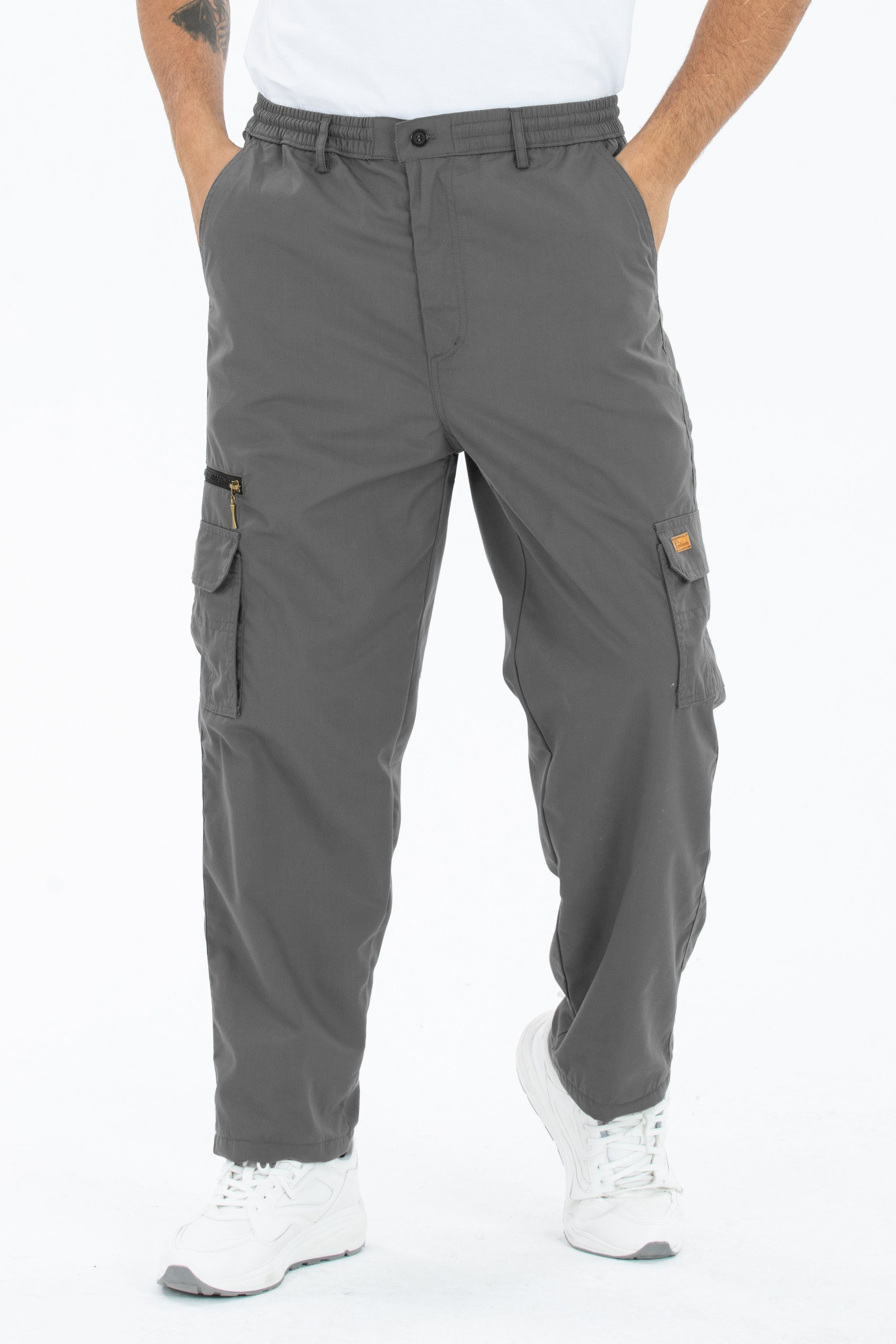 Kendindza Collection Cargohose Herren Cargohose Thermohose Dehnbund Winter Cargo Hose gefüttert Arbeitshose Bundhose Stretch Bund