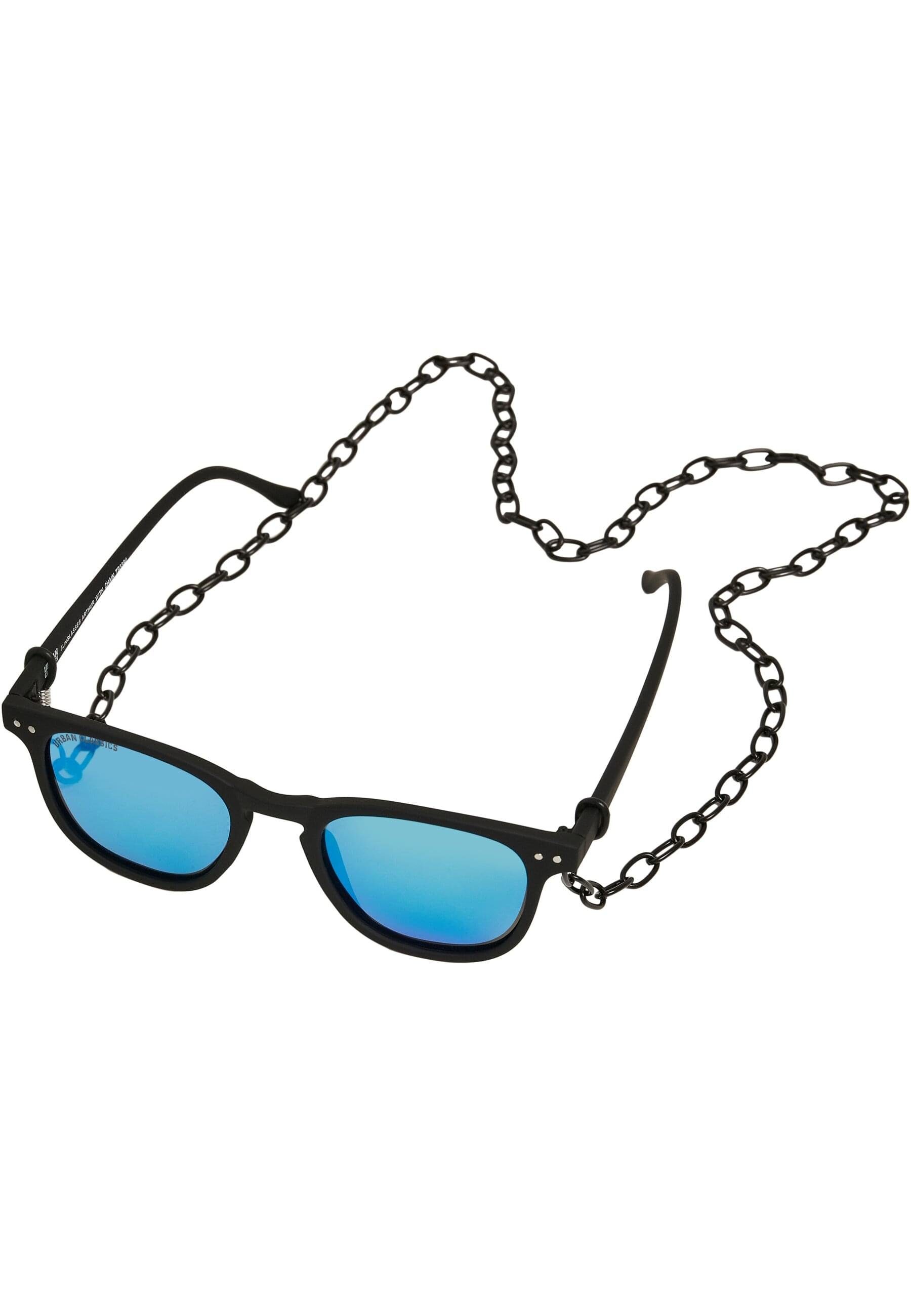 URBAN CLASSICS Sonnenbrille Unisex Sunglasses Arthur black/blue Chain with