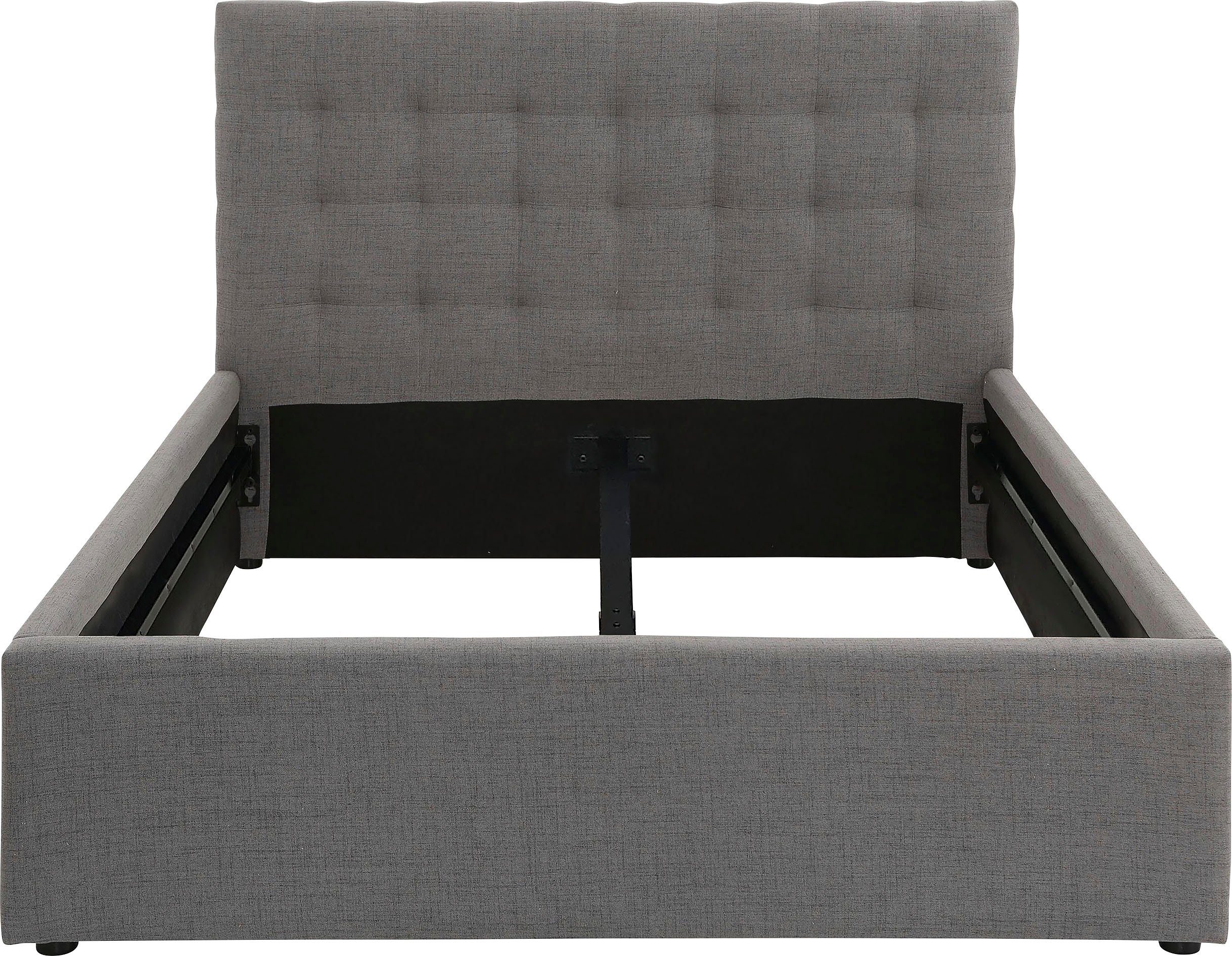 OTTO home Polsterbett Hamar, Knopfsteppung im Kopfteil, bis 250 KG belastbar (3 Breiten: 100cm/ 140cm/ 180cm), in verschiedenen Größen und Stoffen und Farben