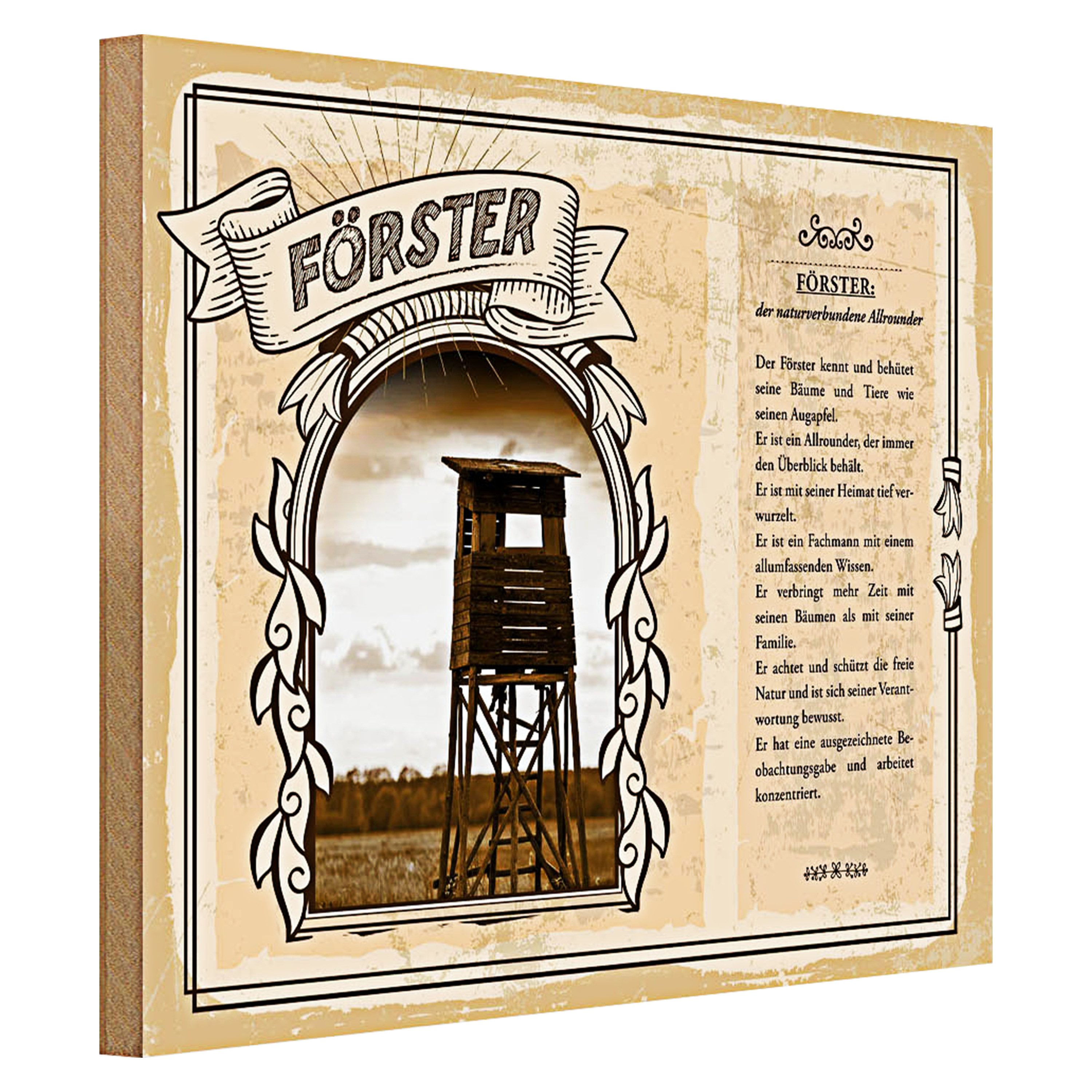 Roomando Holzbild Berufe 40x30cm Förster naturverbundene Allrounder