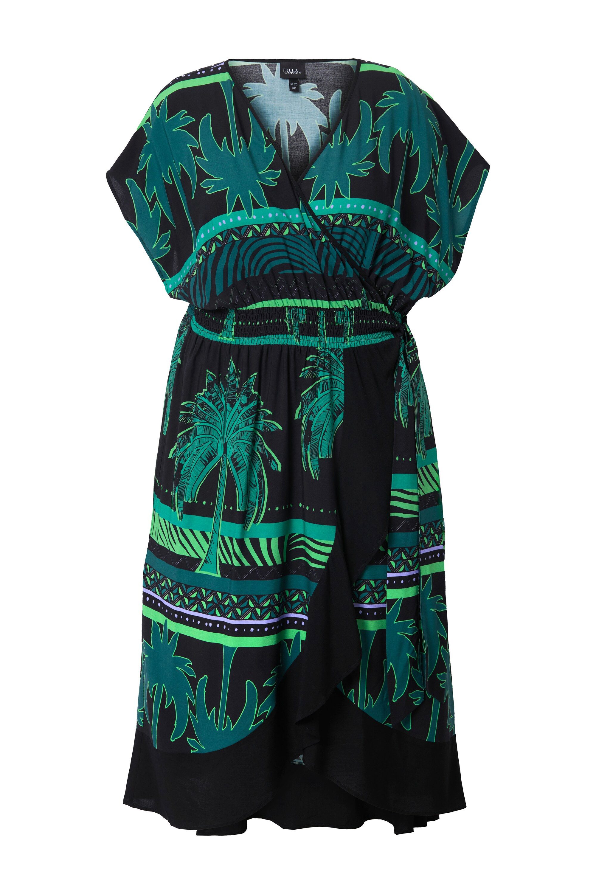 Ulla Popken Strandkleid Kaftan Dschungelmuster Rundhals Halbarm günstig online kaufen