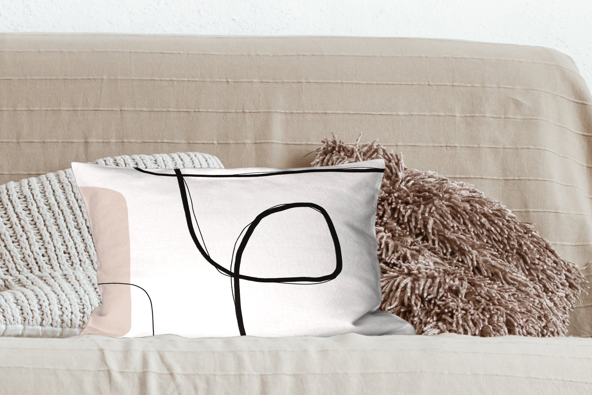 MuchoWow Dekokissen Abstrakt - Pastell Minimalismus, Schlafzimmer - Wohzimmer Füllung, Dekoration, mit Zierkissen, Dekokissen
