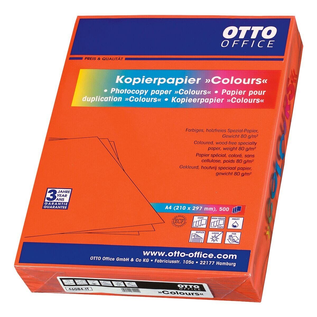 Office DIN Kopierpapier Format 80 und A4, intensivrot g/m² Drucker- COLOURS, Office Otto Intensivfarben,