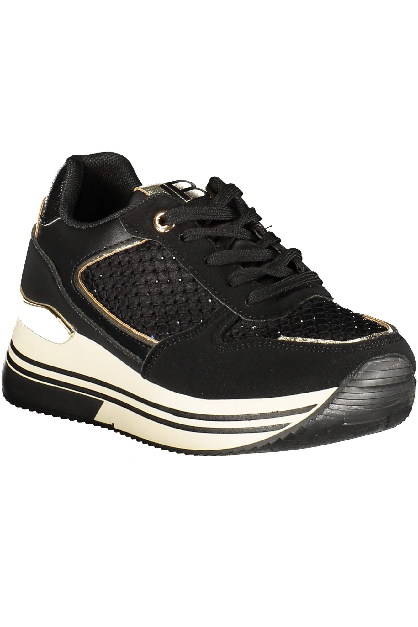 Laura Biagiotti Sneaker Damen Sportschuh Schwarz mit Silberdetails und