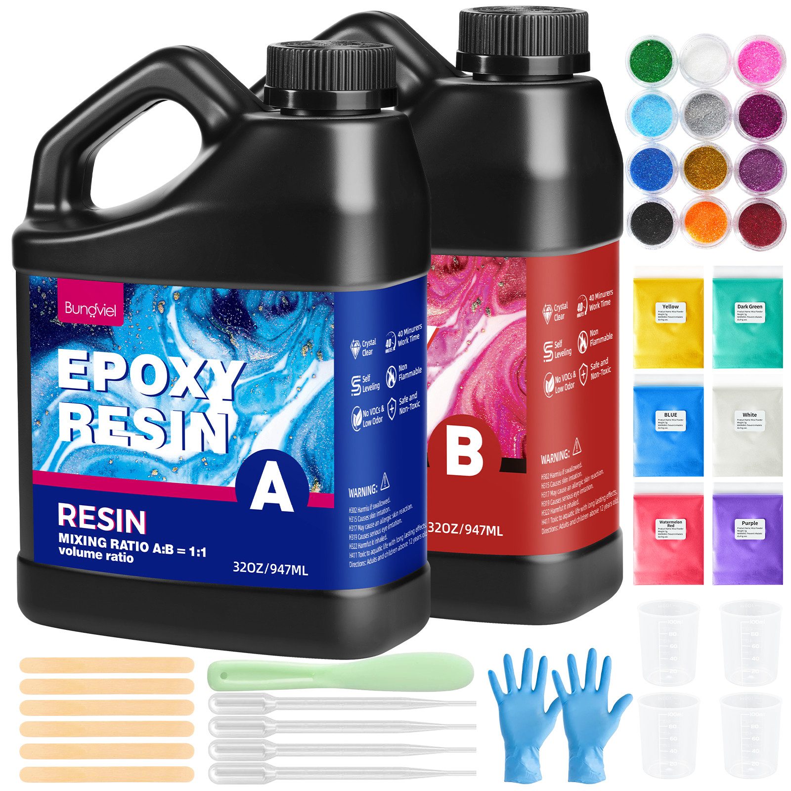 YI Epoxidharz Epoxidharz Mit Härter Set, 64OZ Epoxidharz Set Anfänger,1:1 Ratio