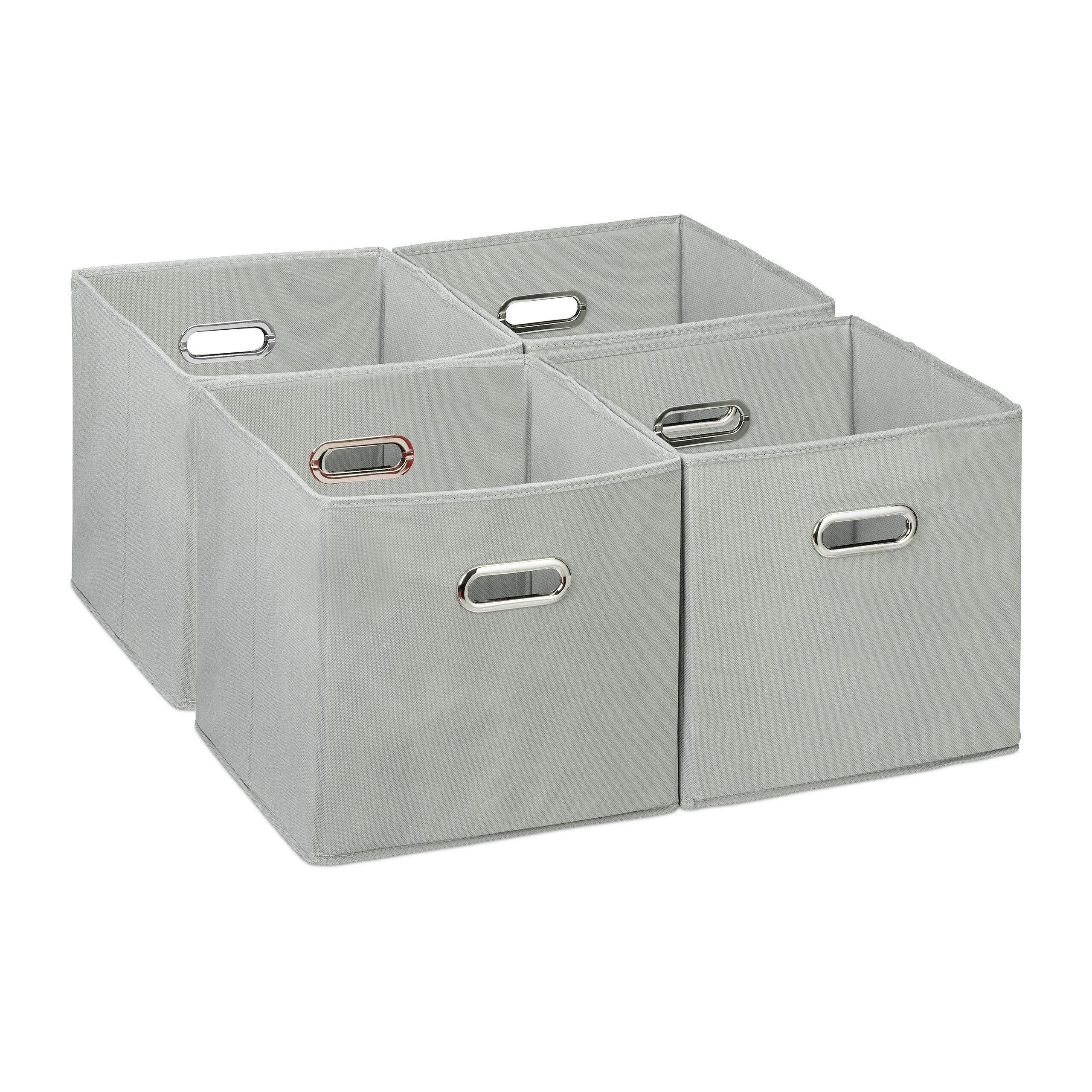 relaxdays Aufbewahrungsbox im 4er Set, Grau günstig online kaufen