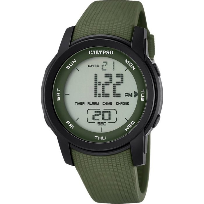 CALYPSO WATCHES Digitaluhr Calypso Herren Uhr K5698/4 Kunststoff PUR (Armbanduhr) Herren Armbanduhr rund PURarmband grün Sport