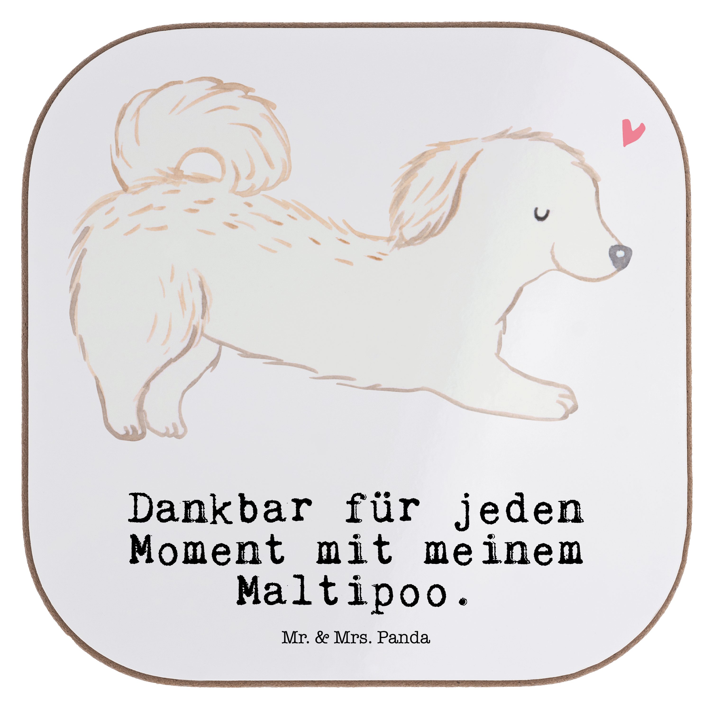 Kreuzung, & Hund, Geschenk, Moment Mrs. Mischling, - Maltipoo 1-tlg. Weiß Panda Unterse, Getränkeuntersetzer - Mr.