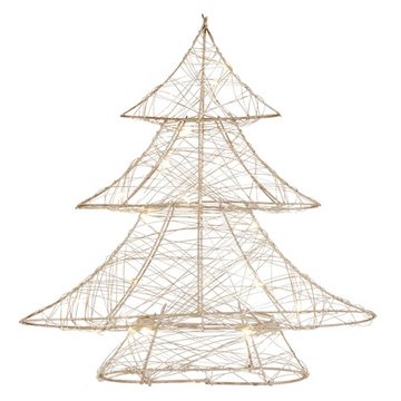 ECD Germany Künstlicher Weihnachtsbaum Dekobaum Weihnachten Weihnachtsbaum Lichterbaum Tanne Weihnachtsdeko, Metall Gold Weihnachtsbaum mit Beleuchtung & Timer