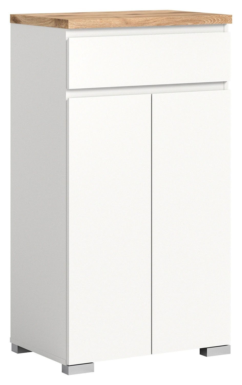 Kommode SHOELOVE, B Schublade H Türen, cm 1 cm, Nox 109 x Eiche 2 Dekor, 60 Weiß