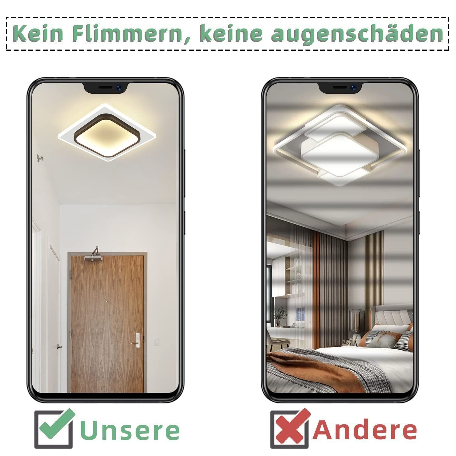 aus Nettlife Schwarz Design Weiß Modern Deckenleuchte Acryl Metall und Warmweiß LED