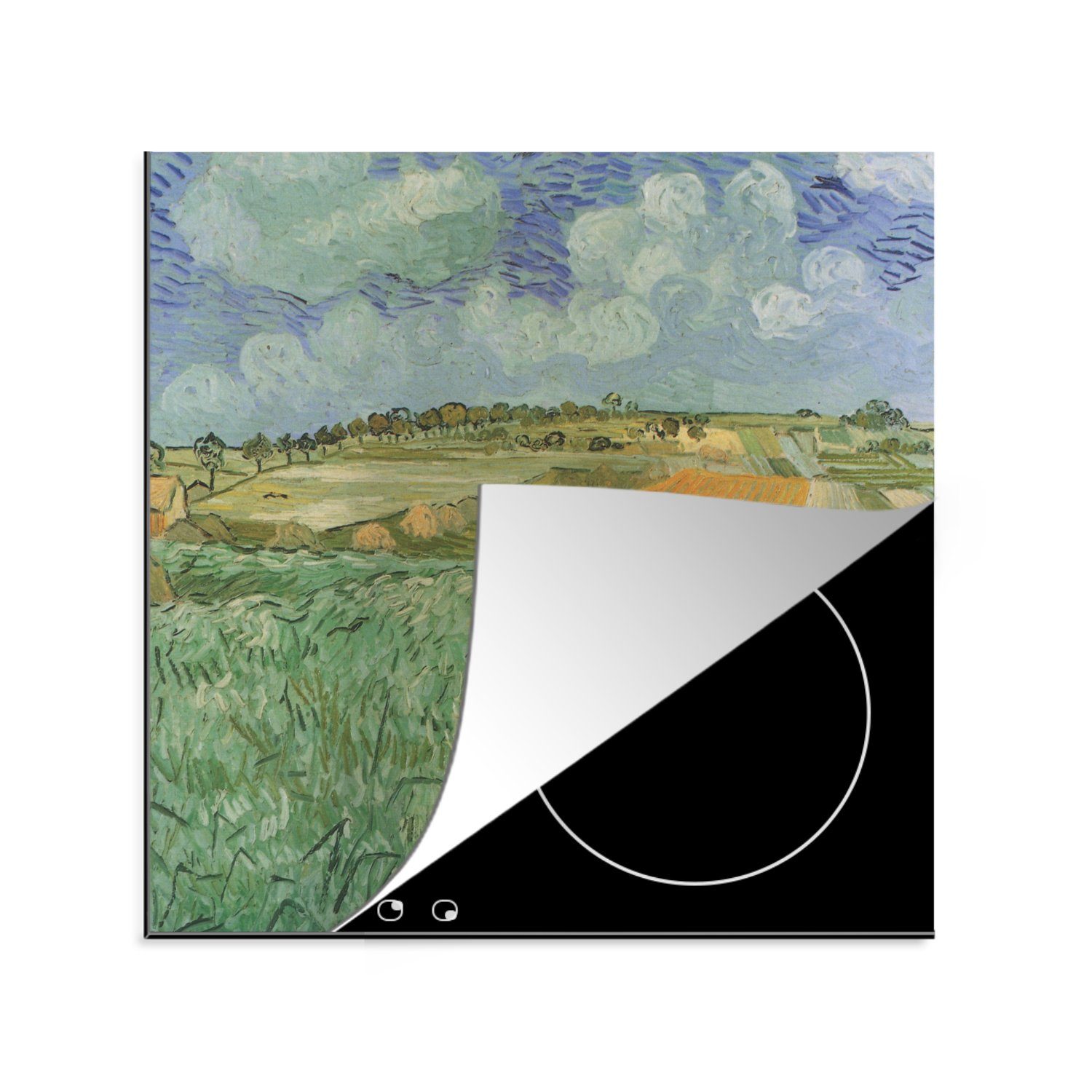 MuchoWow tlg), cm, Vinyl, 78x78 Herdblende-/Abdeckplatte Gogh, von (1 - für Vincent Gemälde van Ceranfeldabdeckung, Arbeitsplatte küche Auvers Bei