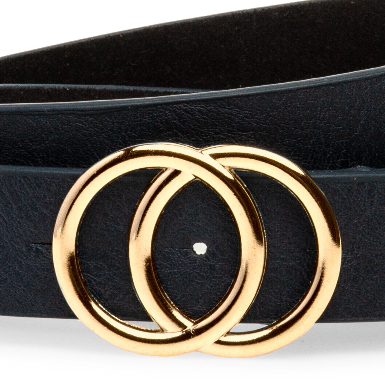 Ringschnalle Damen Hüftgürtel dunkelblau Caspar Doppel gold GU322 / mit Synthetikgürtel eleganter
