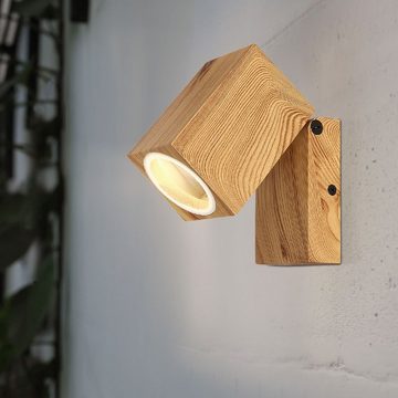Globo Außen-Wandleuchte, Leuchtmittel nicht inklusive, Wandleuchte beweglich Außen Fassadenleuchte Holzoptik Hauswandlampe