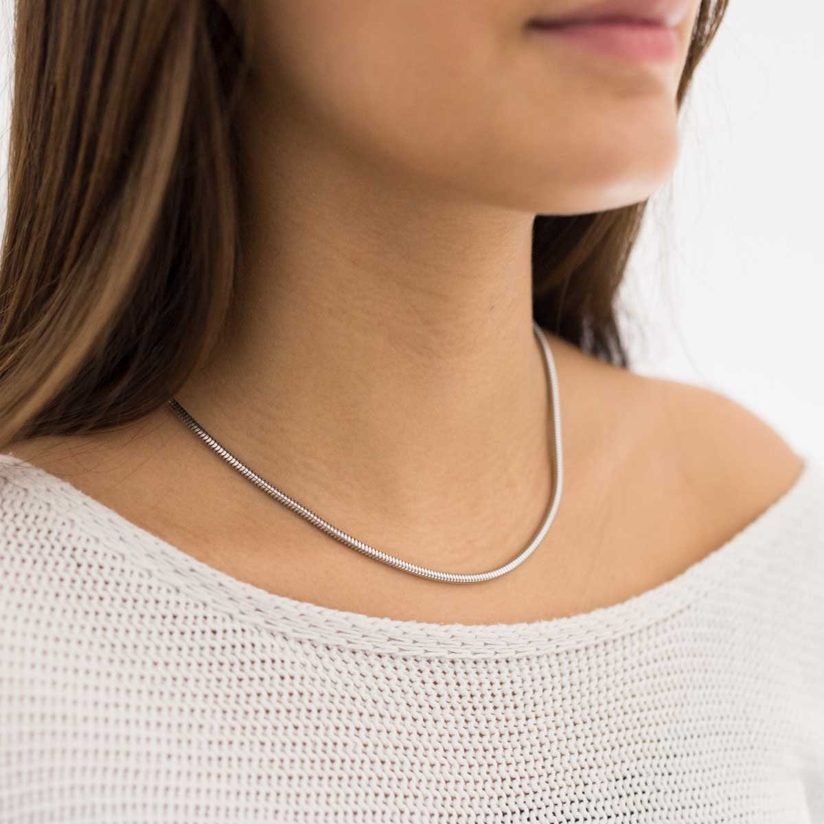 Materia Schlangenkette Damen Herren Halskette 3mm K28, aus 925 Sterling Silber, rhodiniert