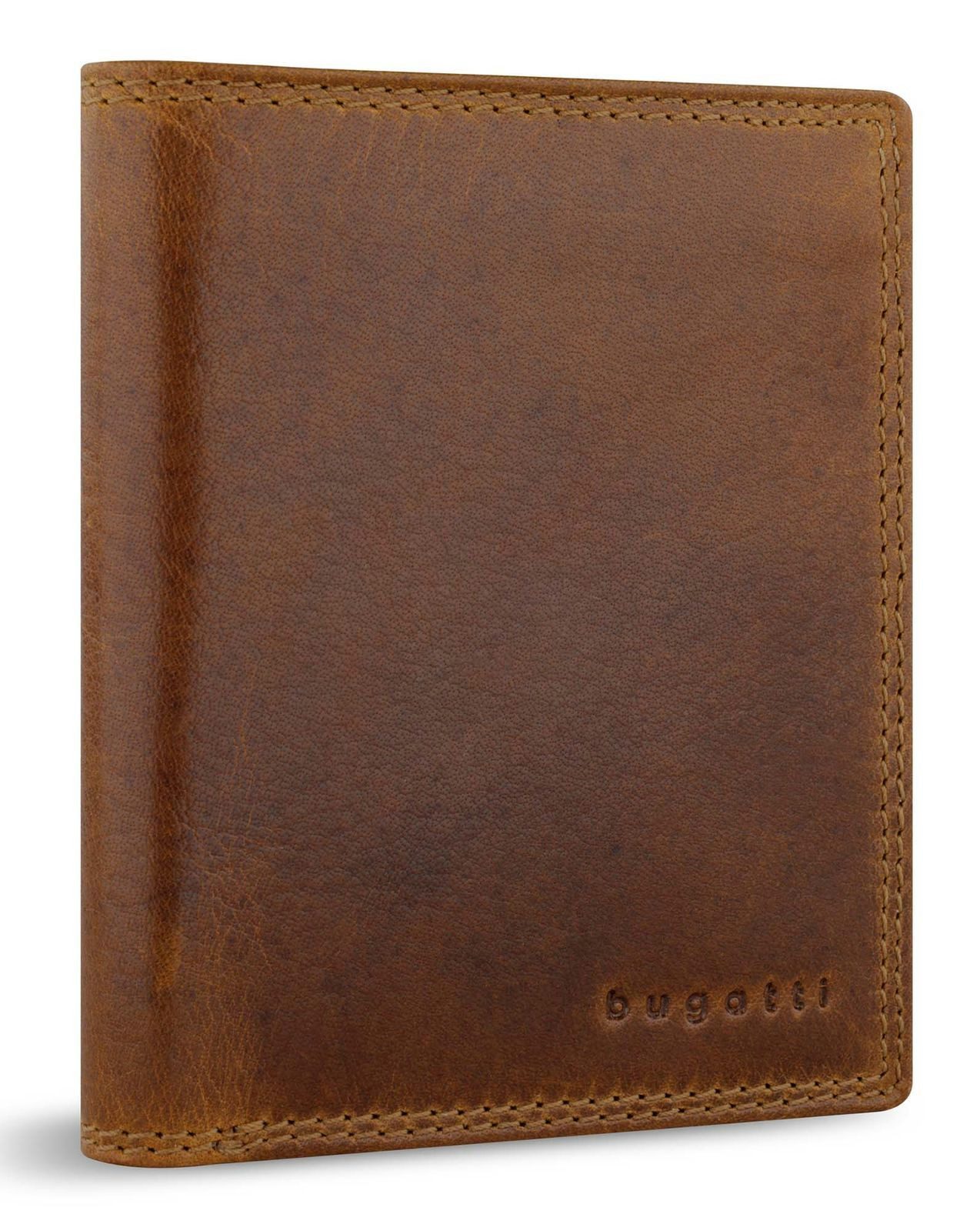 bugatti Geldbörse Upright Wallet With Flap 8CC, aus echtem Büffelleder mit RFID-Blocker Schutz