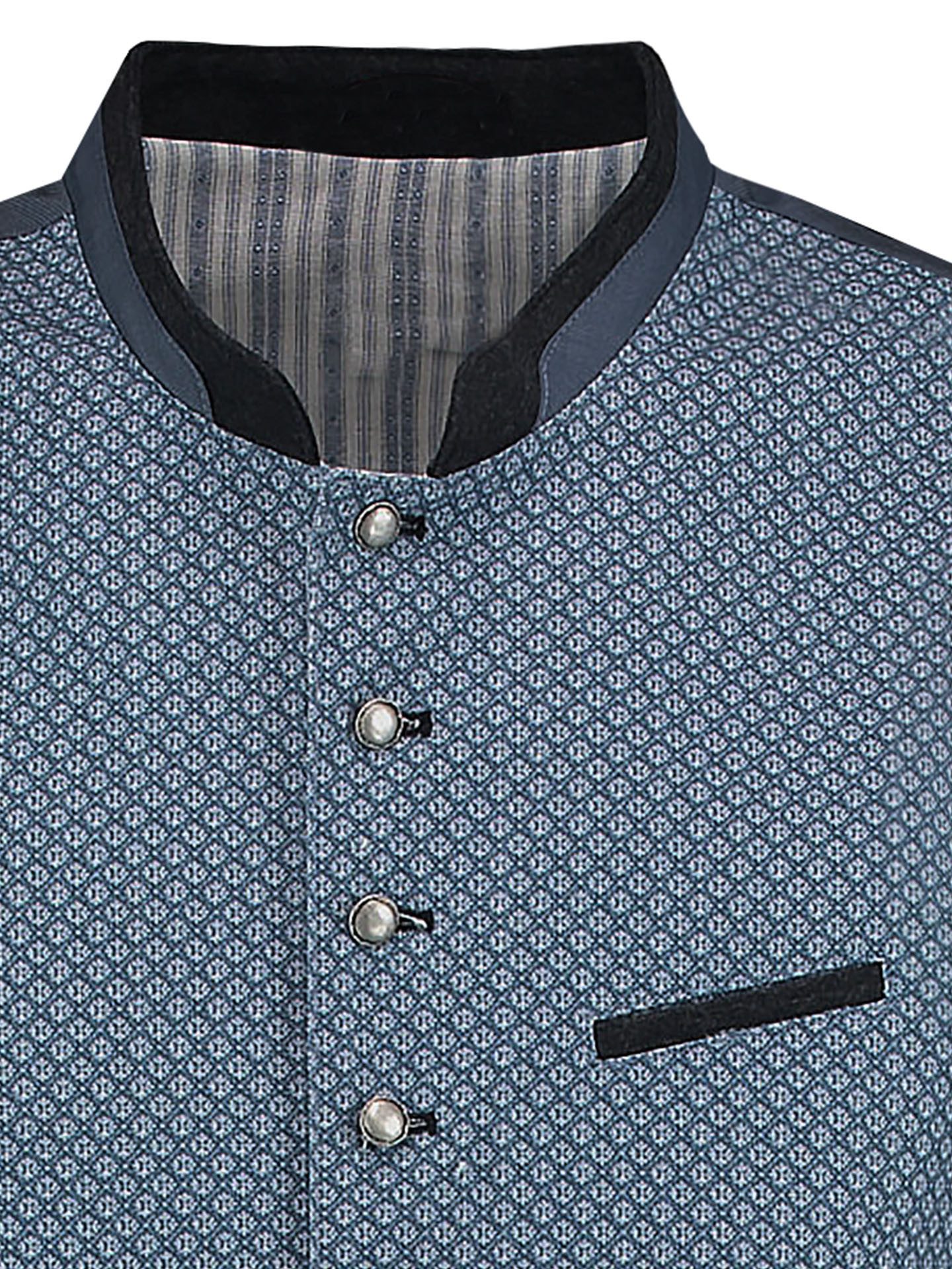 Moschen-Bayern Trachtenweste Gilet Alwin Blau Hochzeitsweste mit Jacquard-Muster
