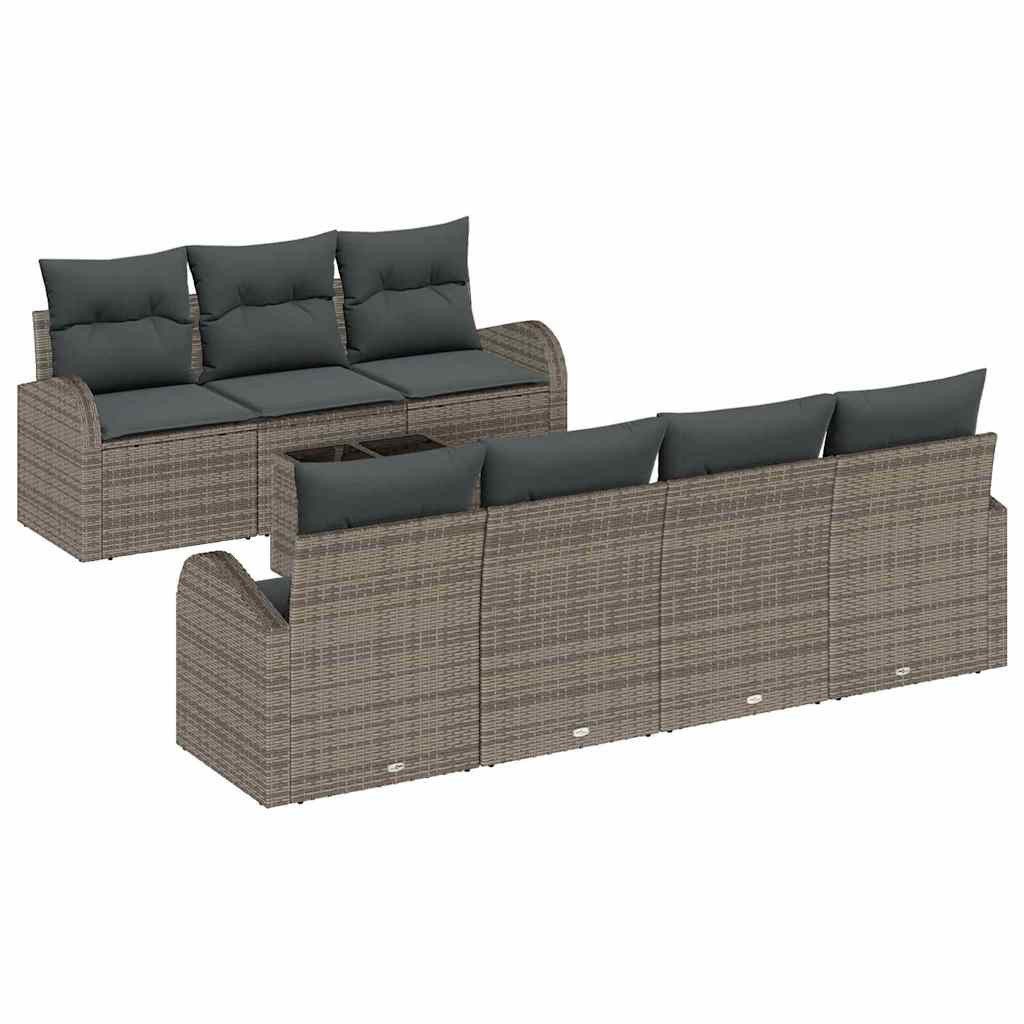 vidaXL Loungesofa Gartensofa-set Grau 55 x 55 x 37 cm Poly-Rattan, 8 Teile