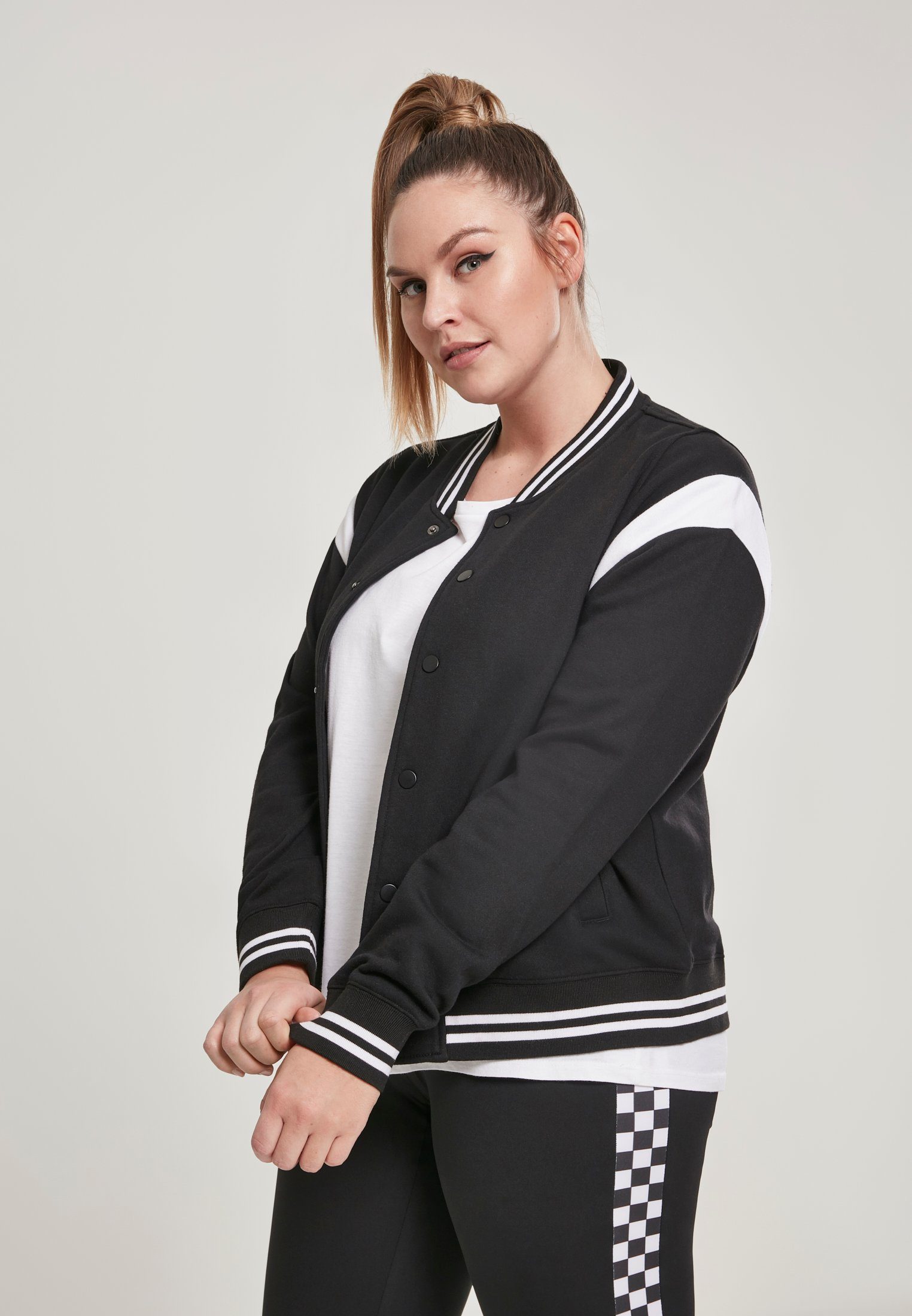 URBAN CLASSICS Sommerjacke TB2618 blk/wht College Inset Sweat