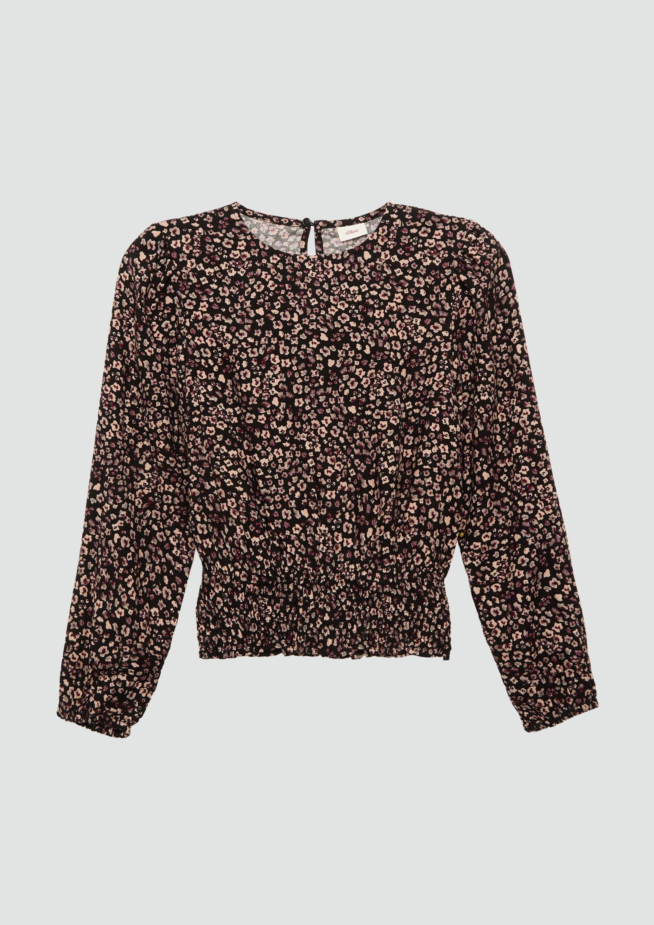 s.Oliver Langarmbluse Bluse Bluse mit Smok-Detail