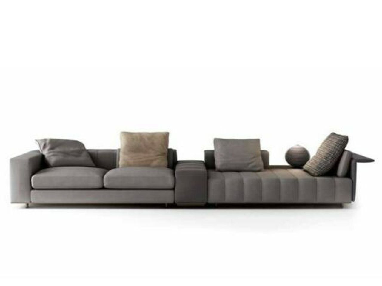 JVmoebel Wohnzimmer-Set, Big Sofa 2 Sitzer + Chaiselounge Luxus Leder Eckcouchen Eck Polster Silber