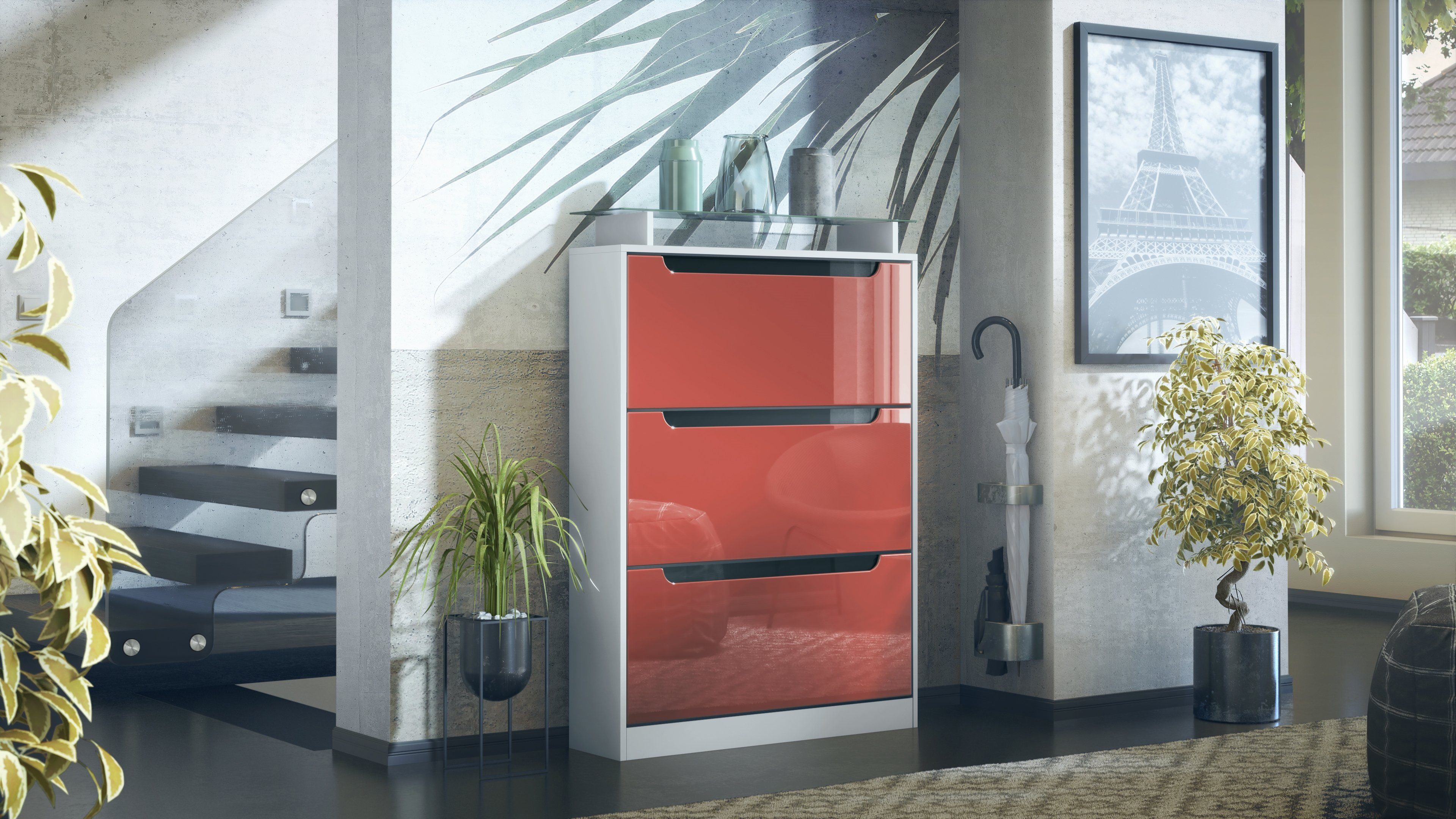 Vladon Schuhschrank Space (Schuhkipper, für 24 Paar Schuhe mit 3 Klappen un günstig online kaufen