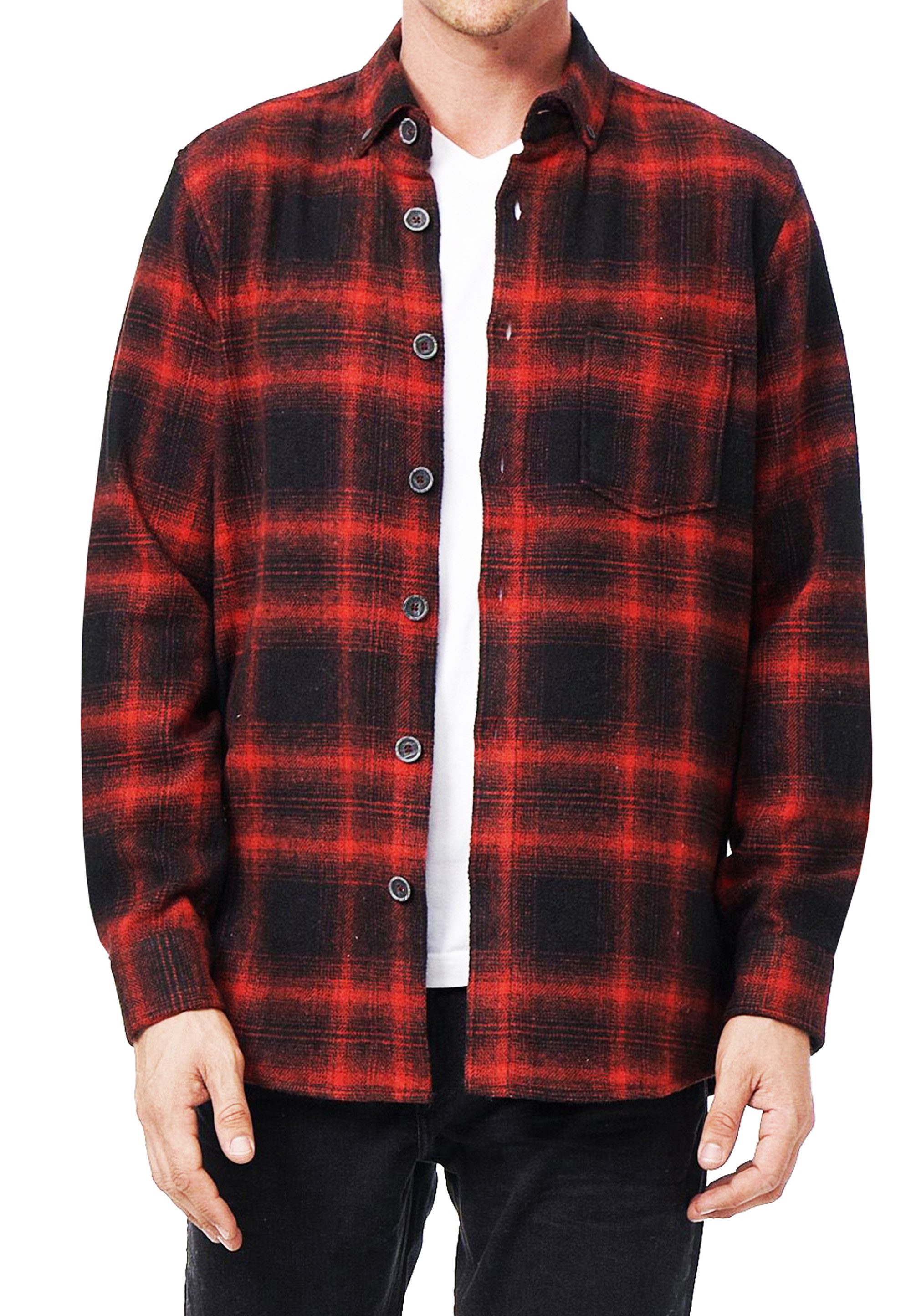 Flanellhemd Herren Karo-Hemd Holzfällerhemd Regular Langarm-Hemd Streetwear Hemd