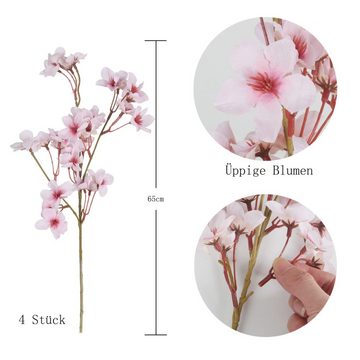 Kunstblume 4 STÜCK Künstliche Kirschblüten Sakura Blumen Rosa Seidenblumen, Caterize
