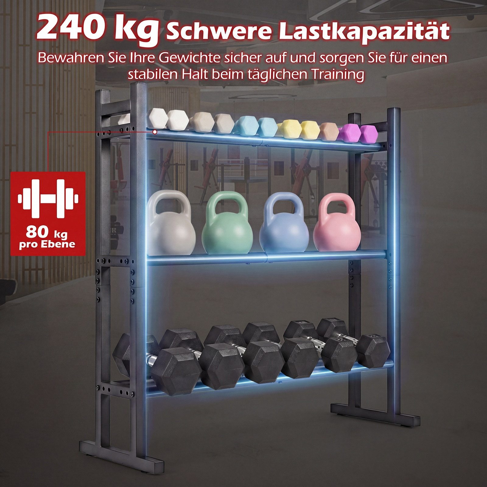 COSTWAY Kurzhantelständer, (1-St), 3-stufiger Hantelständer für Zuhause Gym