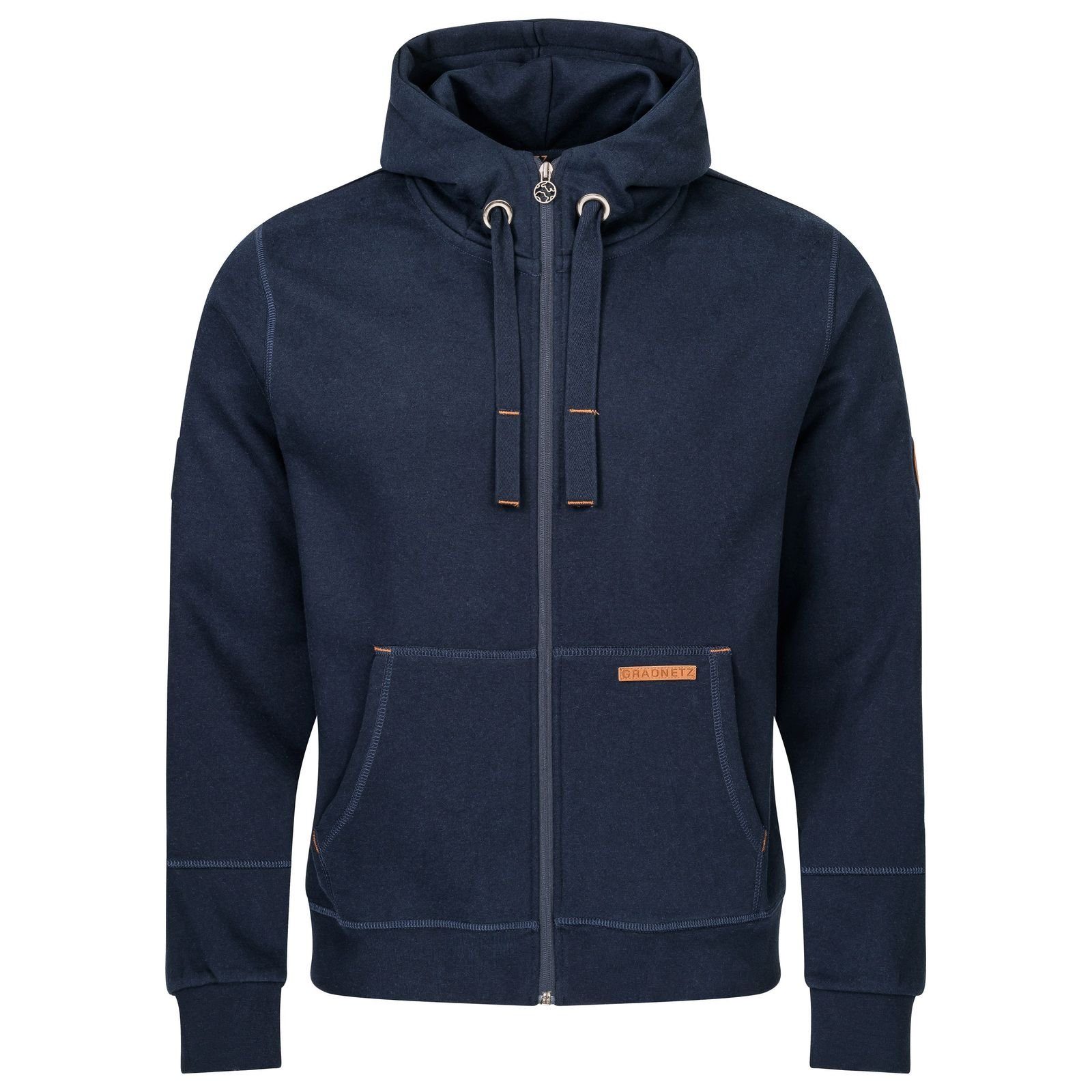 Gradnetz Sweatjacke Herren Hoody Bio Baumwolle (1-tlg) kuscheliger bequemer Tragekomfort mit Kapuze, Bio-Baumwolle