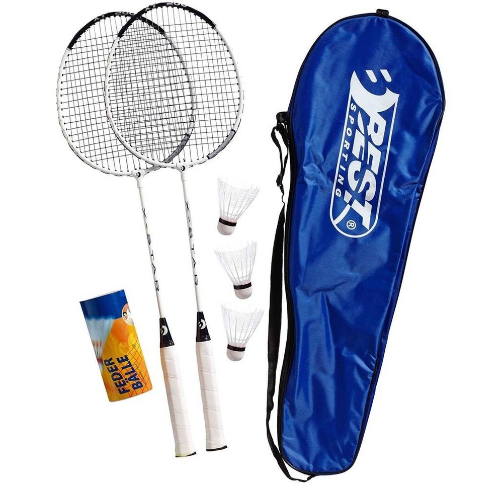 Best Sporting Badmintonschläger 200 XT Badminton Set, 2 Badminton Schläger 3 Bälle inklusive Tragetasche, (5-tlg)