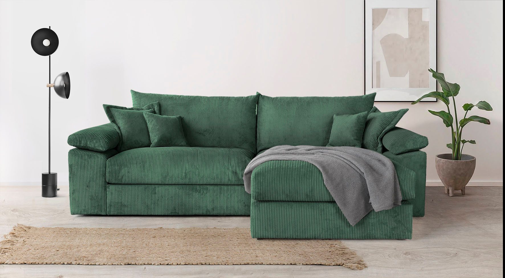 Home affaire Ecksofa Soft&Cosy XXL L-Form, B: 303 cm - OTTO. Verlässliche Qualität., Mega-Sofa, Cord oder Chenille-Struktur, mit Federkern & 4 Zierkissen
