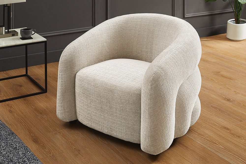 riess-ambiente Loungesessel VOGUE 95cm beige – Sessel mit Armlehnen, Chenillebezug, modern (Einzelartikel, 1-St), komfortabler Sessel mit weichem Bezug – ideal für stilvolle Wohnzimmer