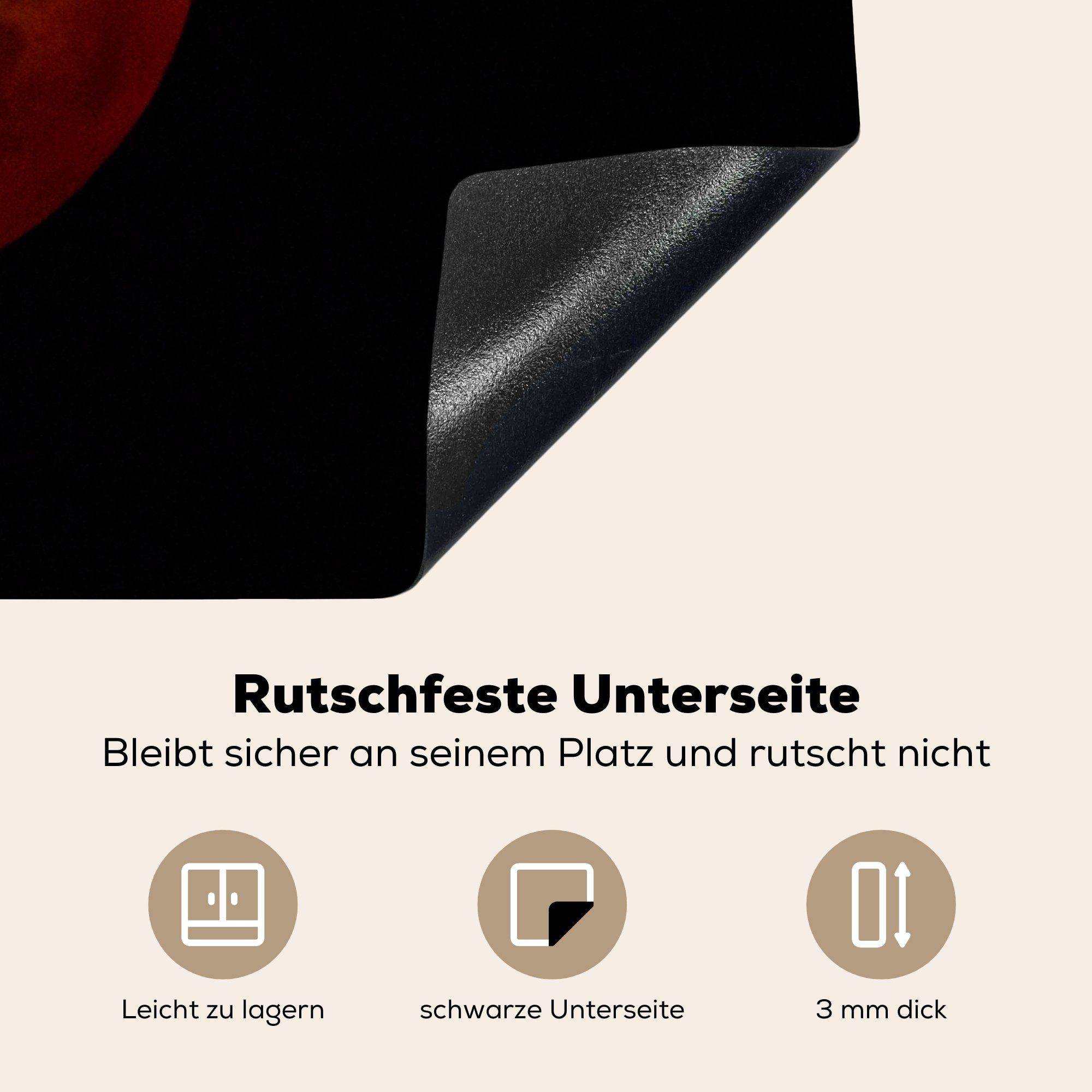 Schwarz Rot, MuchoWow tlg), 81x52 (1 Vinyl, - Induktionskochfeld Ceranfeldabdeckung die cm, Herdblende-/Abdeckplatte für Mond - Schutz küche,