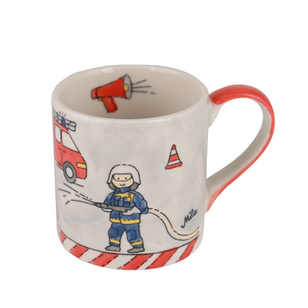 Mila Kinderbecher Mila Keramik Kinder-Becher Feuerwehr Helden, ca. 180ml, Keramik