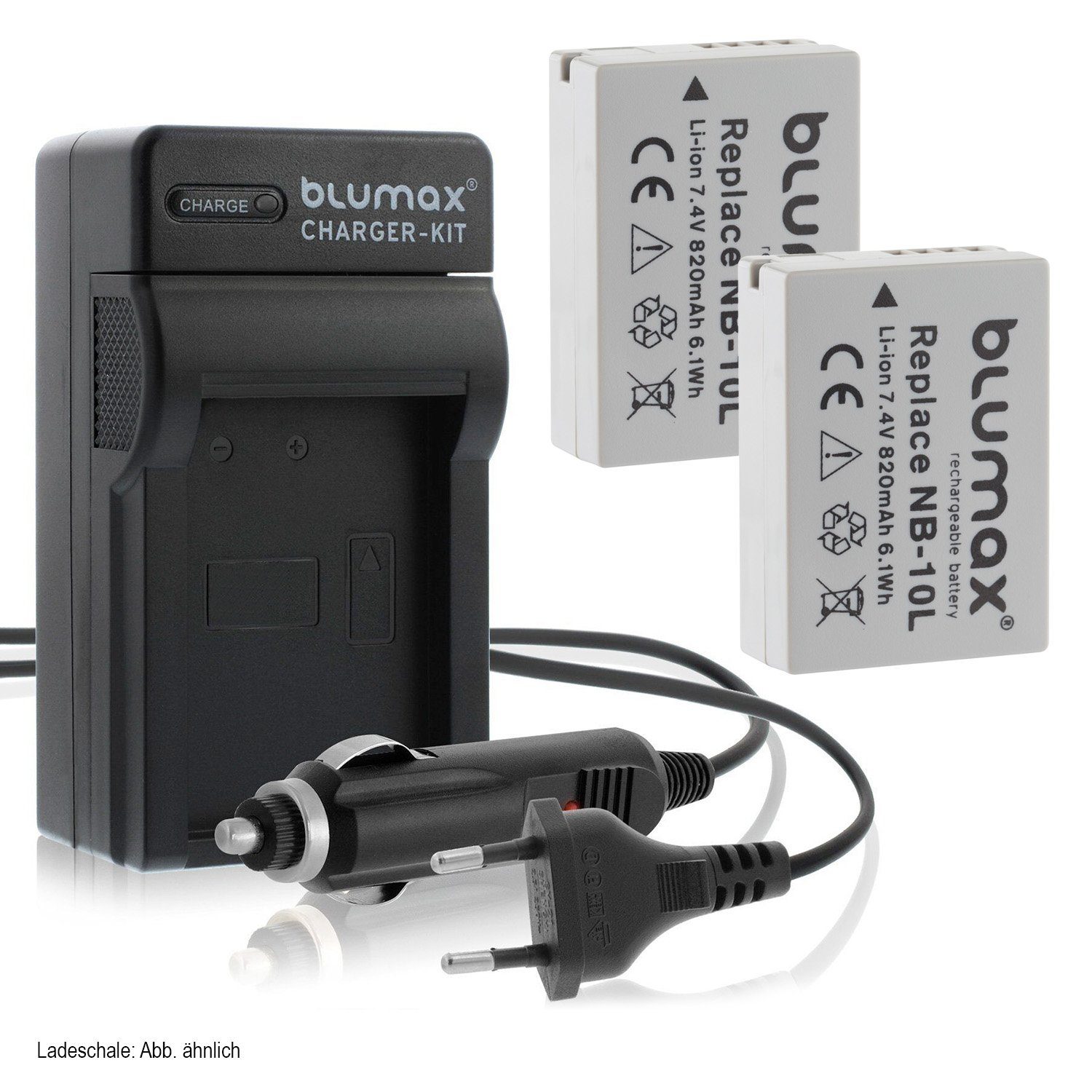 Blumax Set mit Lader für Canon NB-1LH IXUS 500 430 900mAh Kamera-Akku