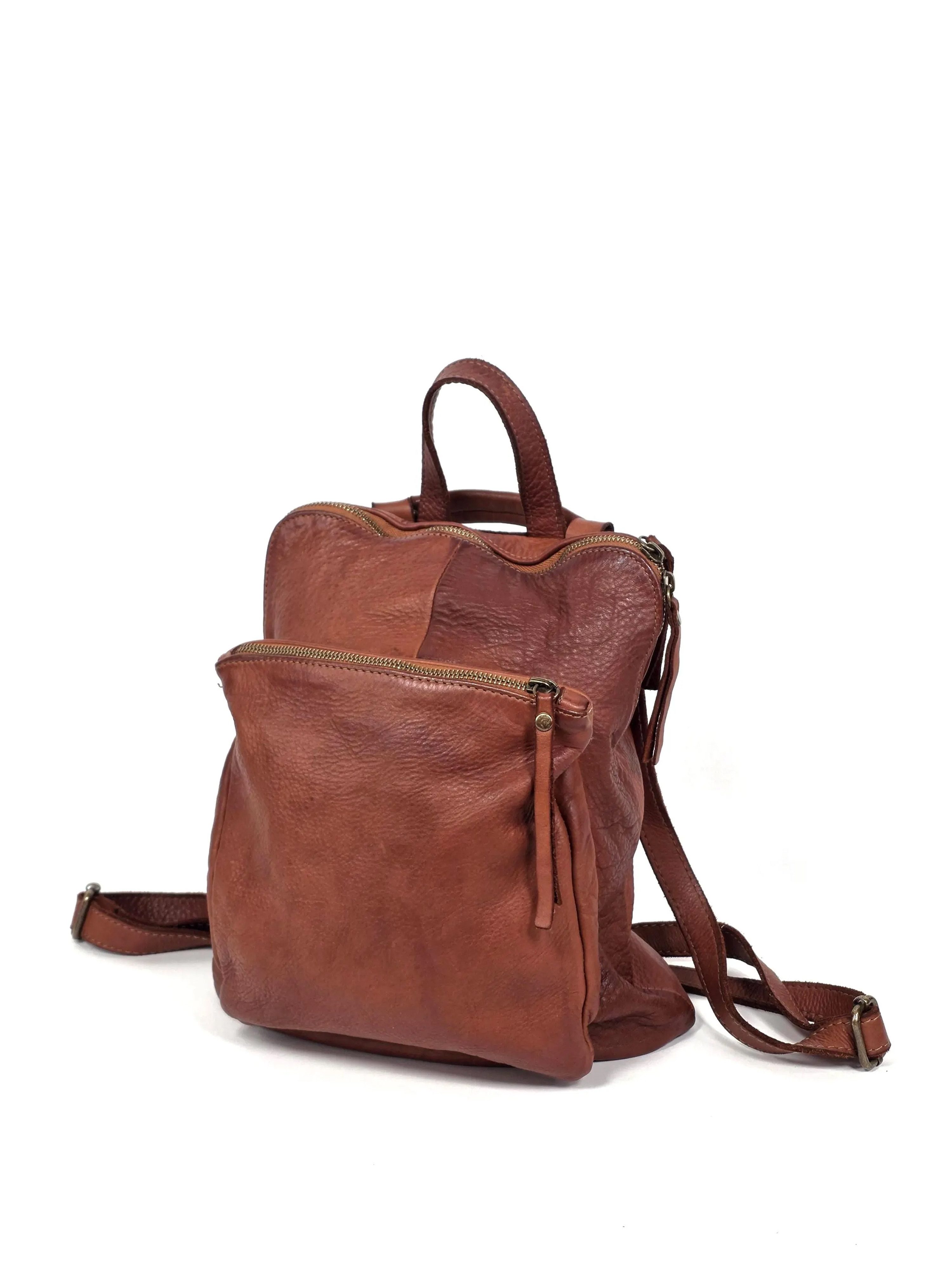 sanumi Cityrucksack aus italienischem Leder, wandelbar, Made in Italy