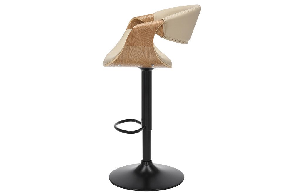 riess-ambiente Barhocker ORGANIC schwarz/natur- Kunstleder, Armlehne, höhenverstellbar, drehbar (Einzelartikel, 1 St), gepolsterter Barstuhl - ideal für Hausbars, Tresen und Kücheninseln