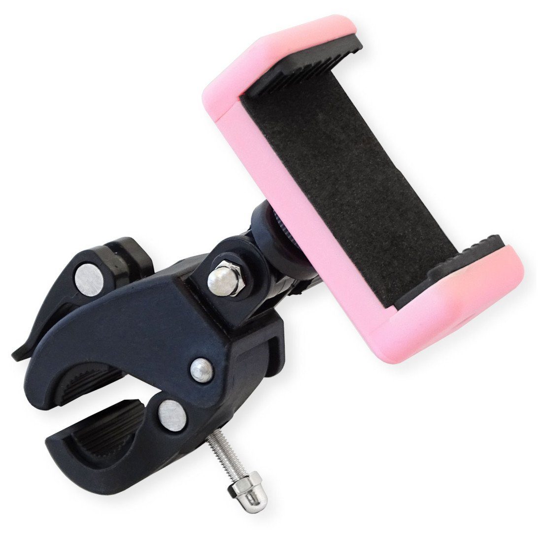 keepdrum Smartphone-Halterung keepdrum Smartphone Halterung Pink, (bis 3,5 Zoll, Passend für Rohre oder Tischplatten mit Durchmesser 12-40mm, Einfache Montage durch Schnellspanner)