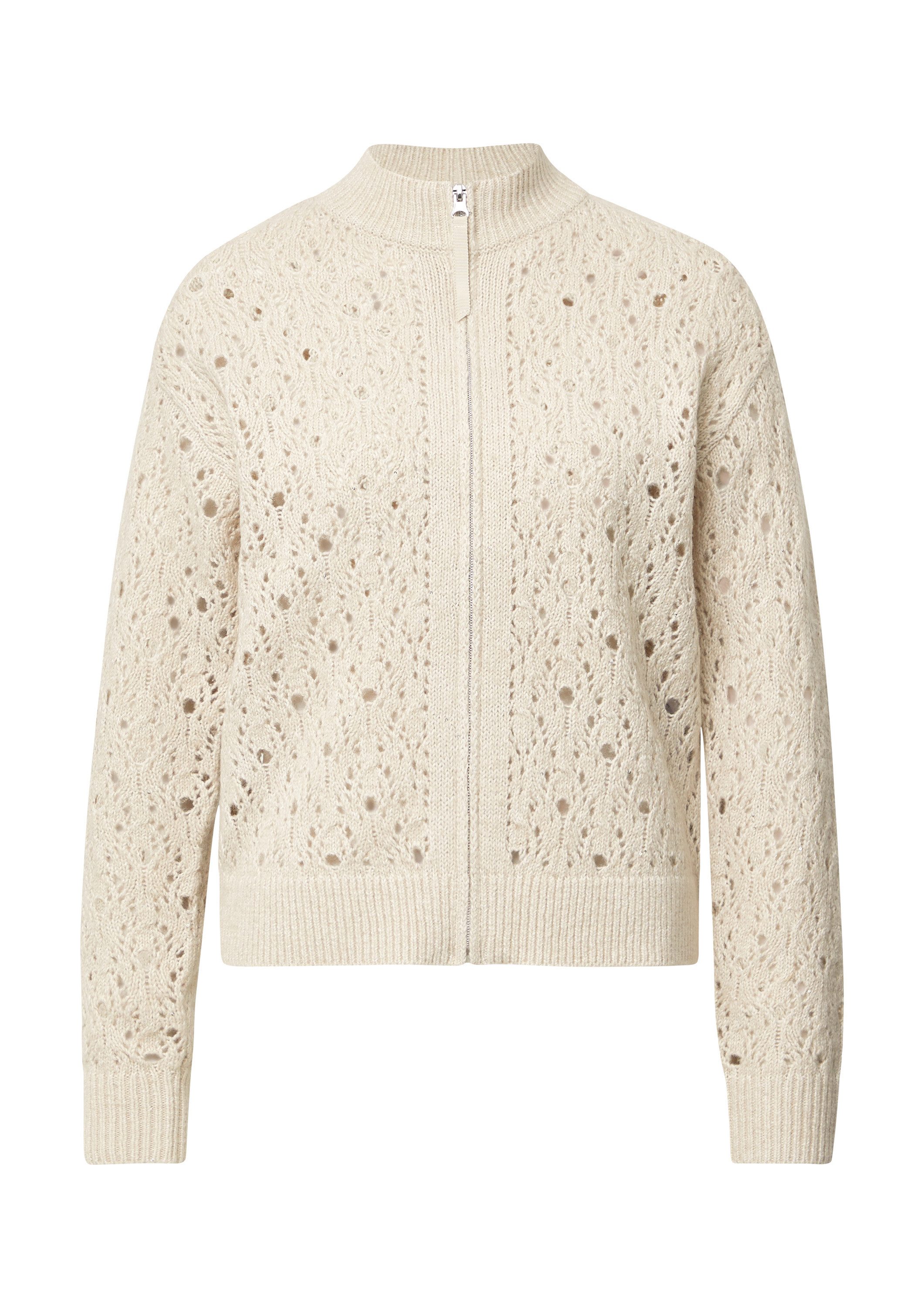 comma Cardigan Strickjacke Locker gestrickte Jacke mit dezenten Pailletten günstig online kaufen