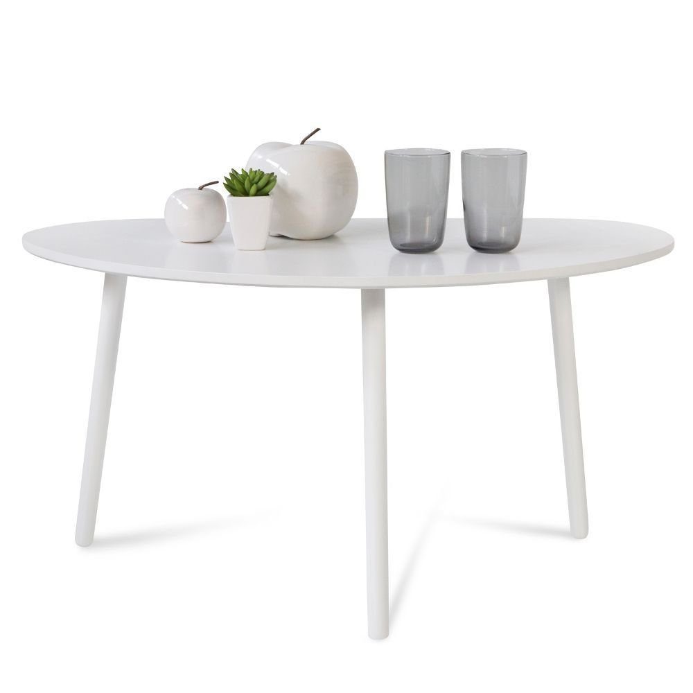 Homestyle4u Couchtisch Weiß Holztisch Nierentisch Kiefer Holz rund oval Hol günstig online kaufen