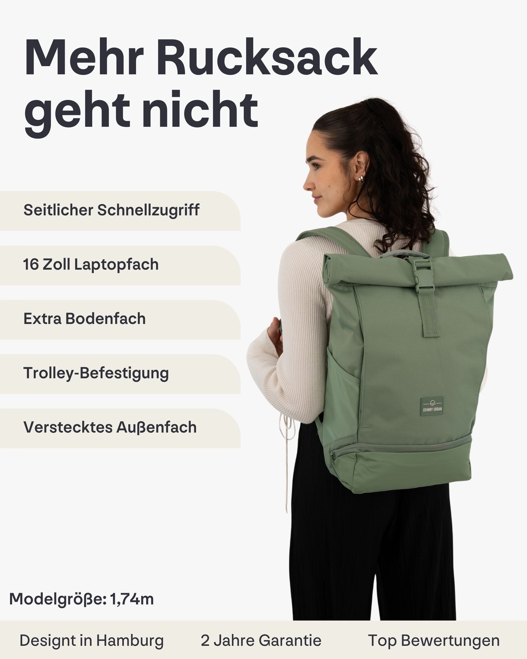 Johnny Urban Cityrucksack Allen Medium, Rolltop günstig online kaufen